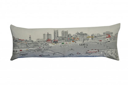 14" X 46" Cream Nashville Daylight Skyline Lumbar Decorative Pillow