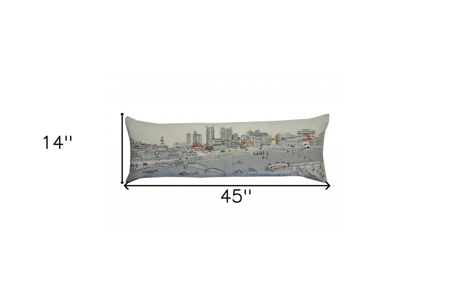 46" White Nashville Daylight Skyline Lumbar Decorative Pillow