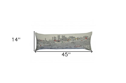 14" X 46" Cream Nashville Daylight Skyline Lumbar Decorative Pillow