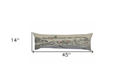 14" X 46" Cream New Orleans Daylight Skyline Lumbar Decorative Pillow