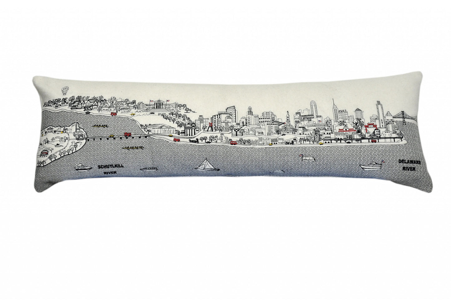 46" White Philadelphia Daylight Skyline Lumbar Decorative Pillow