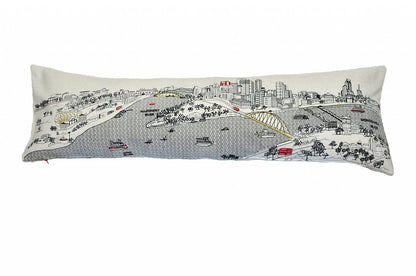 14" X 46" Cream Pittsburgh Daylight Skyline Lumbar Decorative Pillow