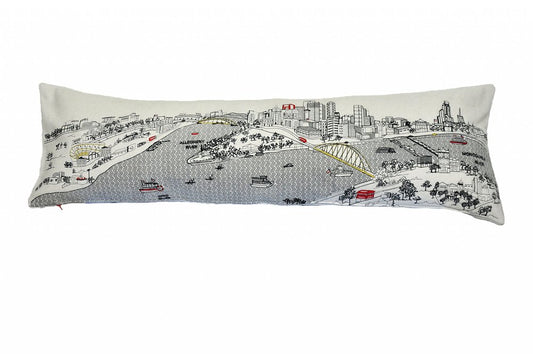 14" X 46" Cream Pittsburgh Daylight Skyline Lumbar Decorative Pillow