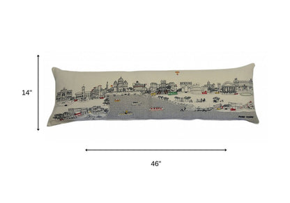14" X 46" Cream Rome Daylight Skyline Lumbar Decorative Pillow