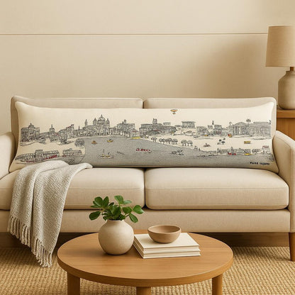 14" X 46" Cream Rome Daylight Skyline Lumbar Decorative Pillow