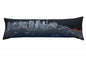 14" X 46" Dark Gray And White San Francisco Nighttime Skyline Lumbar Decorative Pillow