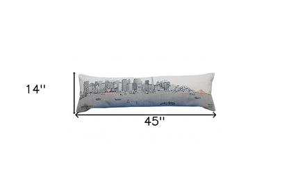 46" White San Francisco Daylight Skyline Lumbar Decorative Pillow