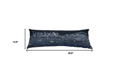 46" Black Sydney Nighttime Skyline Lumbar Decorative Pillow