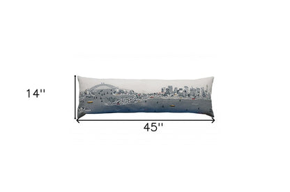 14" X 46" Cream Sydney Daylight Skyline Lumbar Decorative Pillow