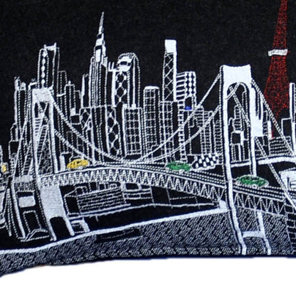 14" X 46" Dark Gray And White Tokyo Nighttime Skyline Lumbar Decorative Pillow