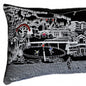 14" X 46" Dark Gray And White Vail Nighttime Skyline Lumbar Decorative Pillow