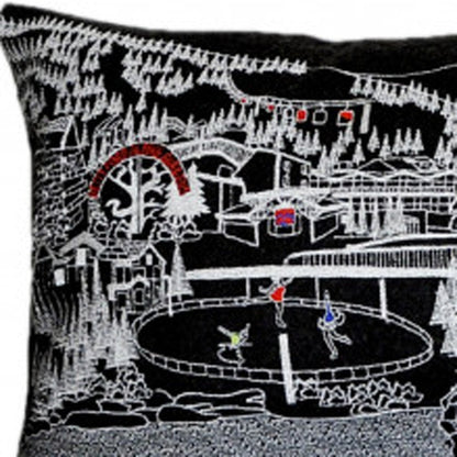 14" X 46" Dark Gray And White Vail Nighttime Skyline Lumbar Decorative Pillow