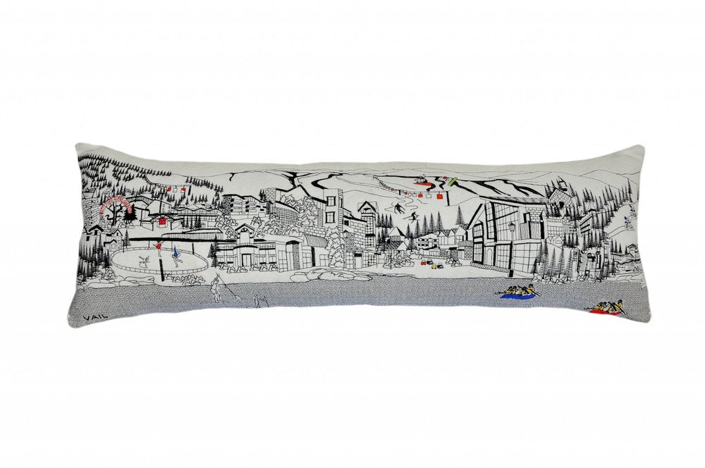 14" X 46" Cream Vail Daylight Skyline Lumbar Decorative Pillow