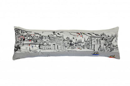 14" X 46" Cream Vail Daylight Skyline Lumbar Decorative Pillow