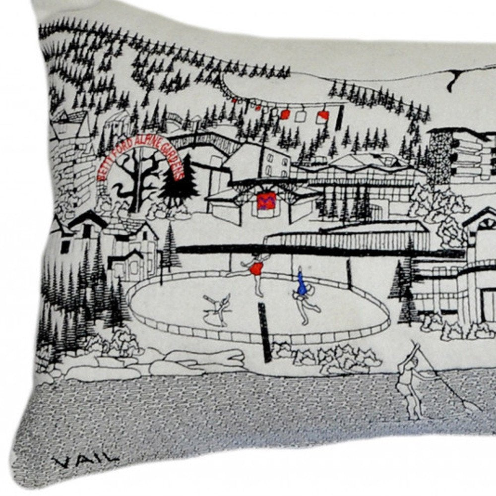 14" X 46" Cream Vail Daylight Skyline Lumbar Decorative Pillow