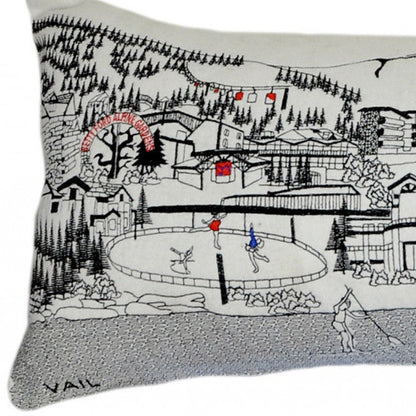 14" X 46" Cream Vail Daylight Skyline Lumbar Decorative Pillow