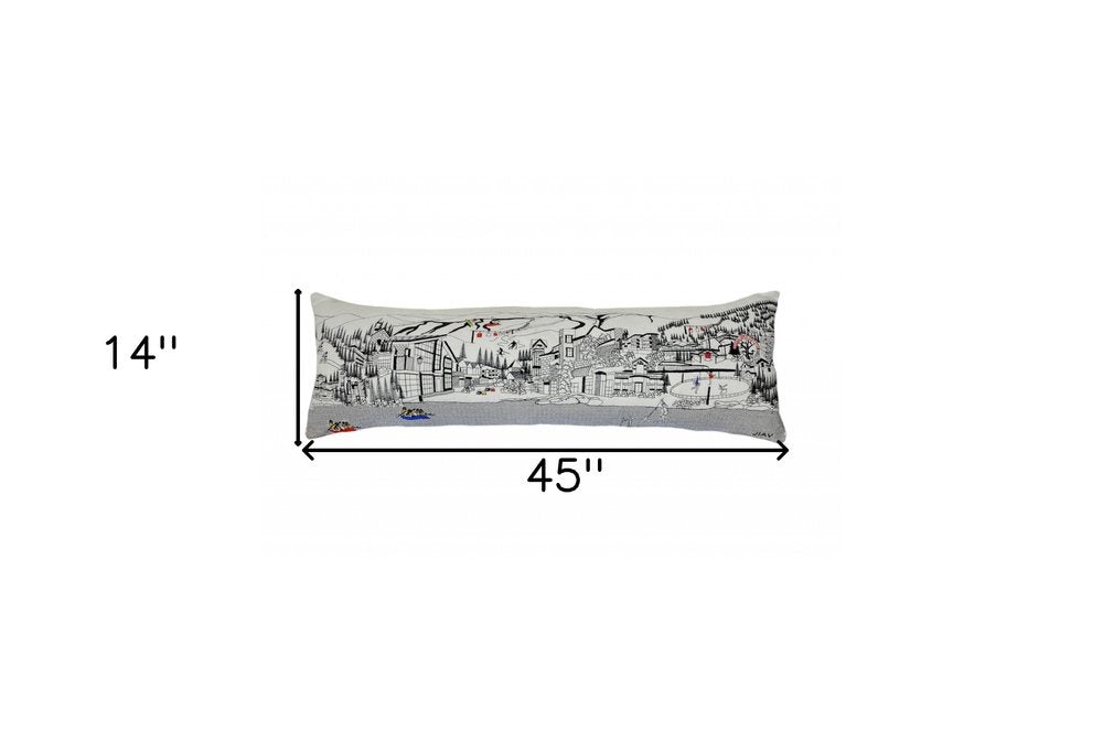14" X 46" Cream Vail Daylight Skyline Lumbar Decorative Pillow