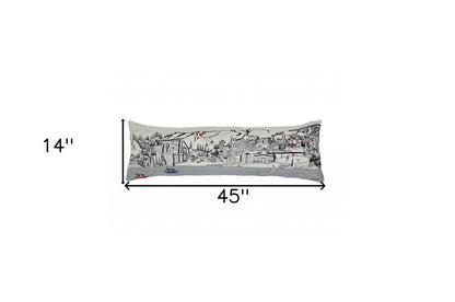 14" X 46" Cream Vail Daylight Skyline Lumbar Decorative Pillow