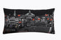14" X 24" Dark Gray And White Annapolis Nighttime Skyline Lumbar Decorative Pillow