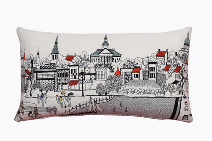 14" X 24" Cream Hometown Pride Wool Lumbar Throw Pillow