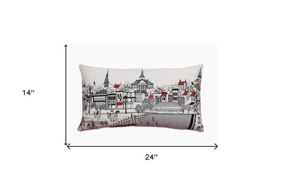 14" X 24" Cream Hometown Pride Wool Lumbar Throw Pillow