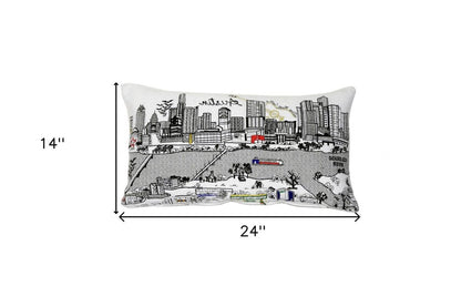 14" X 24" Cream Austin Daylight Skyline Lumbar Decorative Pillow