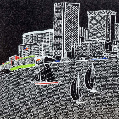 14" X 24" Dark Gray And White Baltimore Nighttime Skyline Lumbar Decorative Pillow