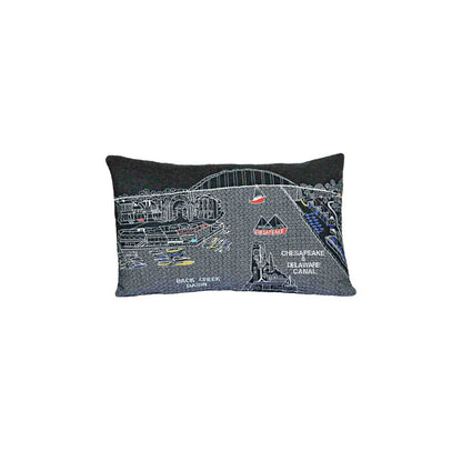 14" X 24" Dark Gray And White Chesapeake Nighttime Skyline Lumbar Decorative Pillow