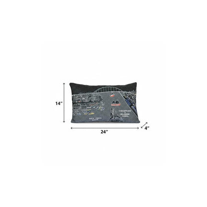 14" X 24" Dark Gray And White Chesapeake Nighttime Skyline Lumbar Decorative Pillow