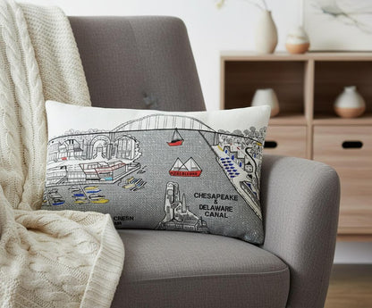 14" X 24" Cream Chesapeake Daylight Skyline Lumbar Decorative Pillow