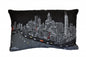 14" X 24" Dark Gray And White Chicago Nighttime Skyline Lumbar Decorative Pillow