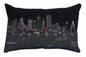 14" X 24" Dark Gray And White Dallas Nighttime Skyline Lumbar Decorative Pillow