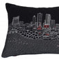 14" X 24" Black And White Lumbar Fort Worth Hometown Pride Wool Throw Pillow with Embroidery