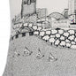 14" X 24" Cream Lumbar Fort Worth Hometown Pride Wool Throw Pillow with Embroidery