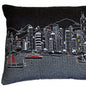 14" X 24" Black Gray and White Hometown Pride Wool Lumbar Throw Pillow