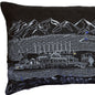 14" X 24" Dark Gray And White Lumbar Homer Spit Hometown Pride Wool Throw Pillow with Embroidery