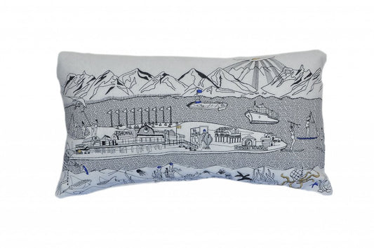 14" X 24" Cream Hometown Pride Wool Lumbar Throw Pillow