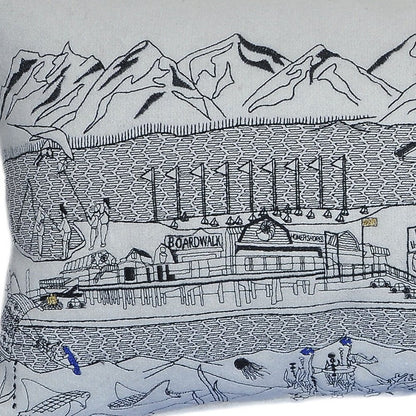 14" X 24" Cream Hometown Pride Wool Lumbar Throw Pillow