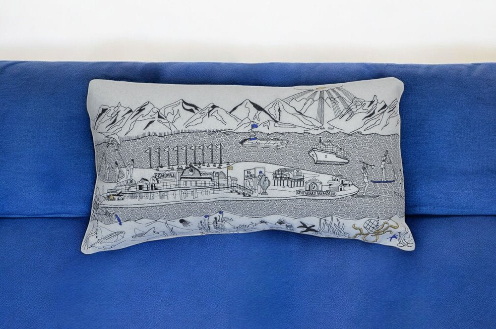 14" X 24" Cream Hometown Pride Wool Lumbar Throw Pillow