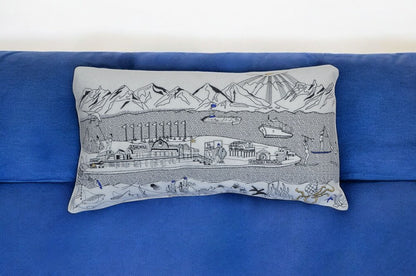 14" X 24" Cream Hometown Pride Wool Lumbar Throw Pillow