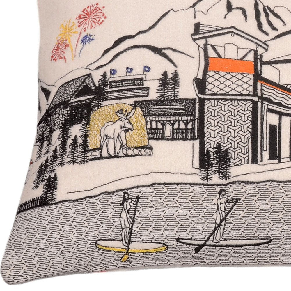 14" X 24" Cream Jackson Daylight Skyline Lumbar Decorative Pillow