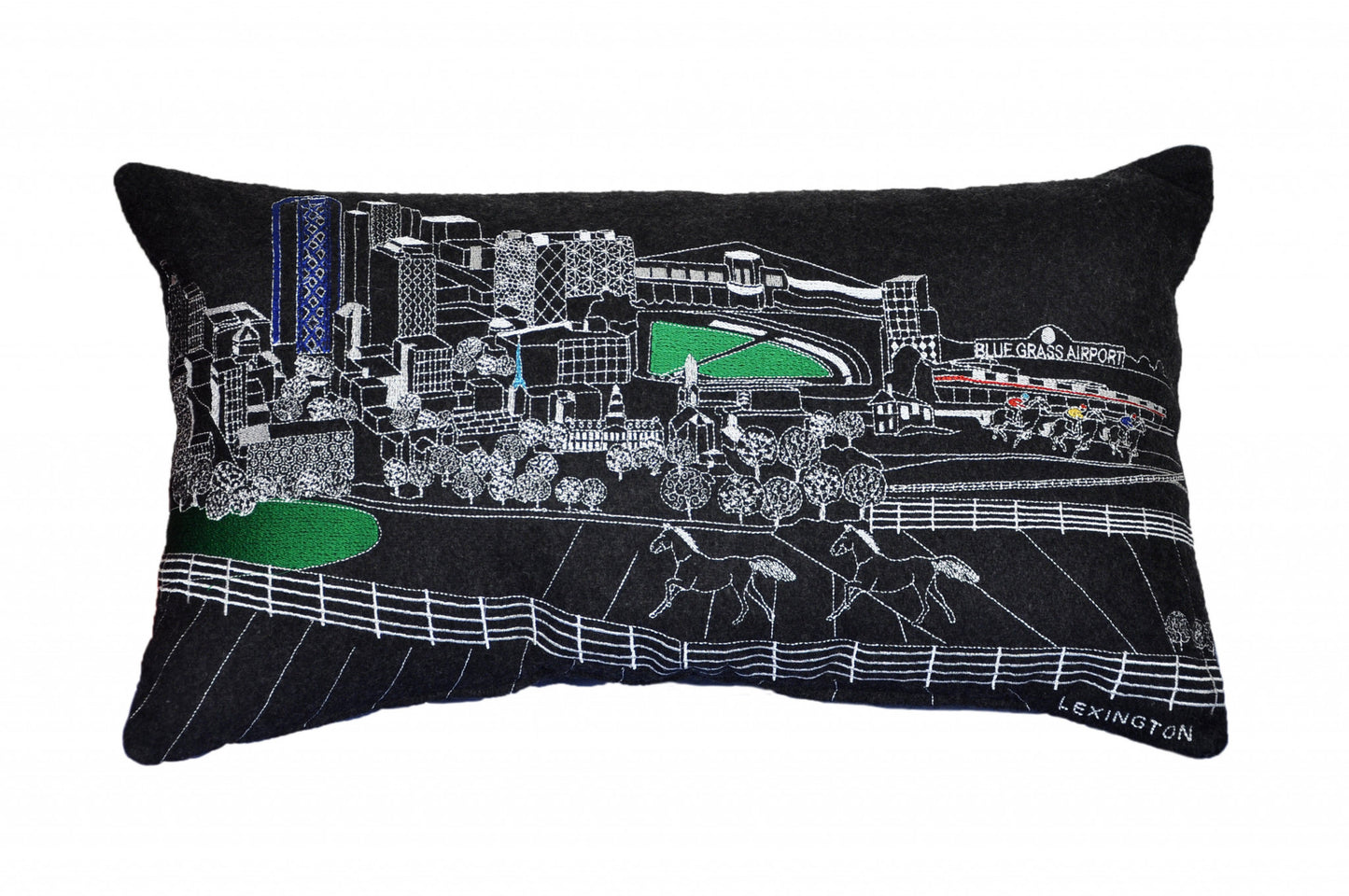 25" Black Lexington Nighttime Skyline Lumbar Decorative Pillow