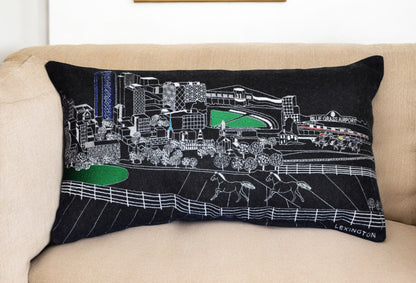 25" Black Lexington Nighttime Skyline Lumbar Decorative Pillow