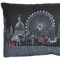 14" X 24" Dark Gray And White London Nighttime Skyline Lumbar Decorative Pillow