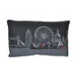 25" Black London Nighttime Skyline Lumbar Decorative Pillow