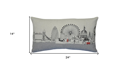 25" White London Daylight Skyline Lumbar Decorative Pillow