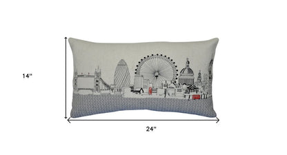 14" X 24" Cream London Daylight Skyline Lumbar Decorative Pillow