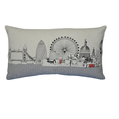 14" X 24" Cream London Daylight Skyline Lumbar Decorative Pillow