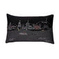 25" Black Los Angeles Nighttime Skyline Lumbar Decorative Pillow