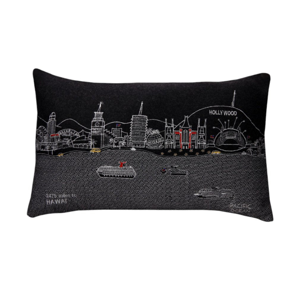 14" X 24" Black Gray and White Hometown Pride Wool Lumbar Throw Pillow